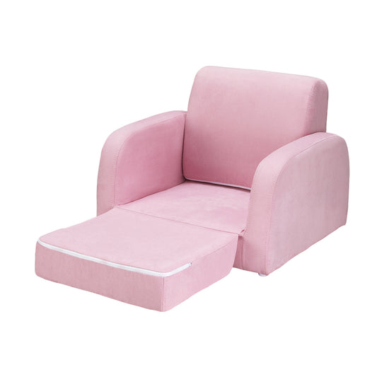 Keezi Kids Sofa 2 Seater Children Flip Open Couch Lounger Armchair Soft Pink - Cosy Abode