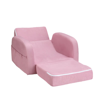 Keezi Kids Sofa 2 Seater Children Flip Open Couch Lounger Armchair Soft Pink - Cosy Abode
