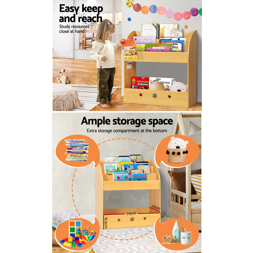 Keezi 3 Tiers Kids Bookshelf Magazine Shelf Organiser Bookcase Display - Cosy Abode