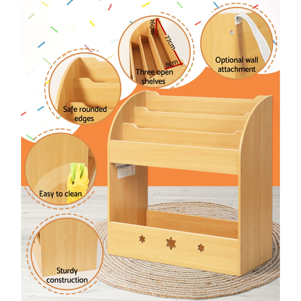 Keezi 3 Tiers Kids Bookshelf Magazine Shelf Organiser Bookcase Display - Cosy Abode