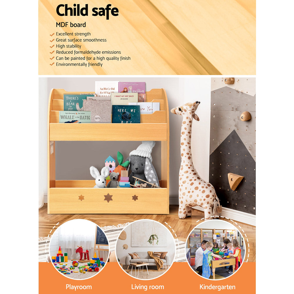 Keezi 3 Tiers Kids Bookshelf Magazine Shelf Organiser Bookcase Display - Cosy Abode