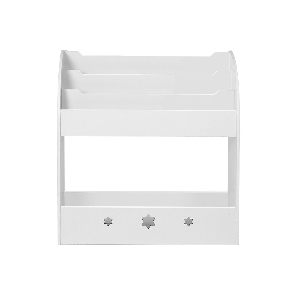 Keezi 3 Tiers Kids Bookshelf Magazine Shelf Organiser Bookcase Display White - Cosy Abode