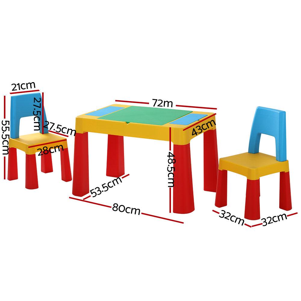 Keezi 3PCS Kids Table and Chairs Set Activity Toys Storage Box Desk Blocks - Cosy Abode