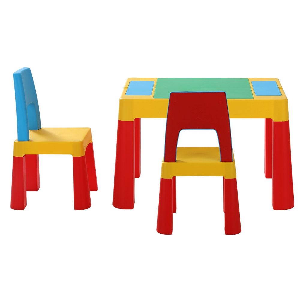 Keezi 3PCS Kids Table and Chairs Set Activity Toys Storage Box Desk Blocks - Cosy Abode