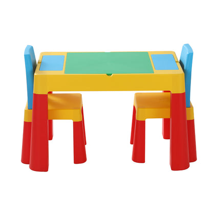 Keezi 3PCS Kids Table and Chairs Set Activity Toys Storage Box Desk Blocks - Cosy Abode