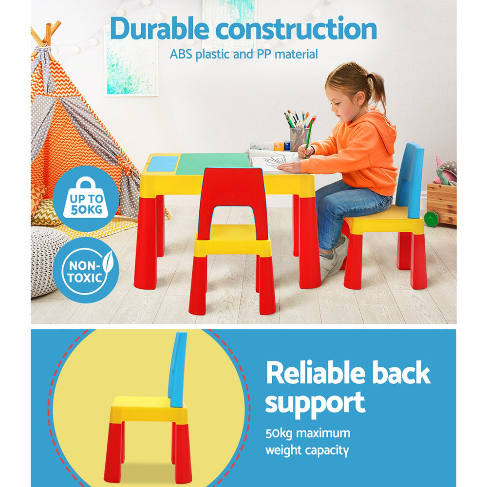 Keezi 3PCS Kids Table and Chairs Set Activity Toys Storage Box Desk Blocks - Cosy Abode