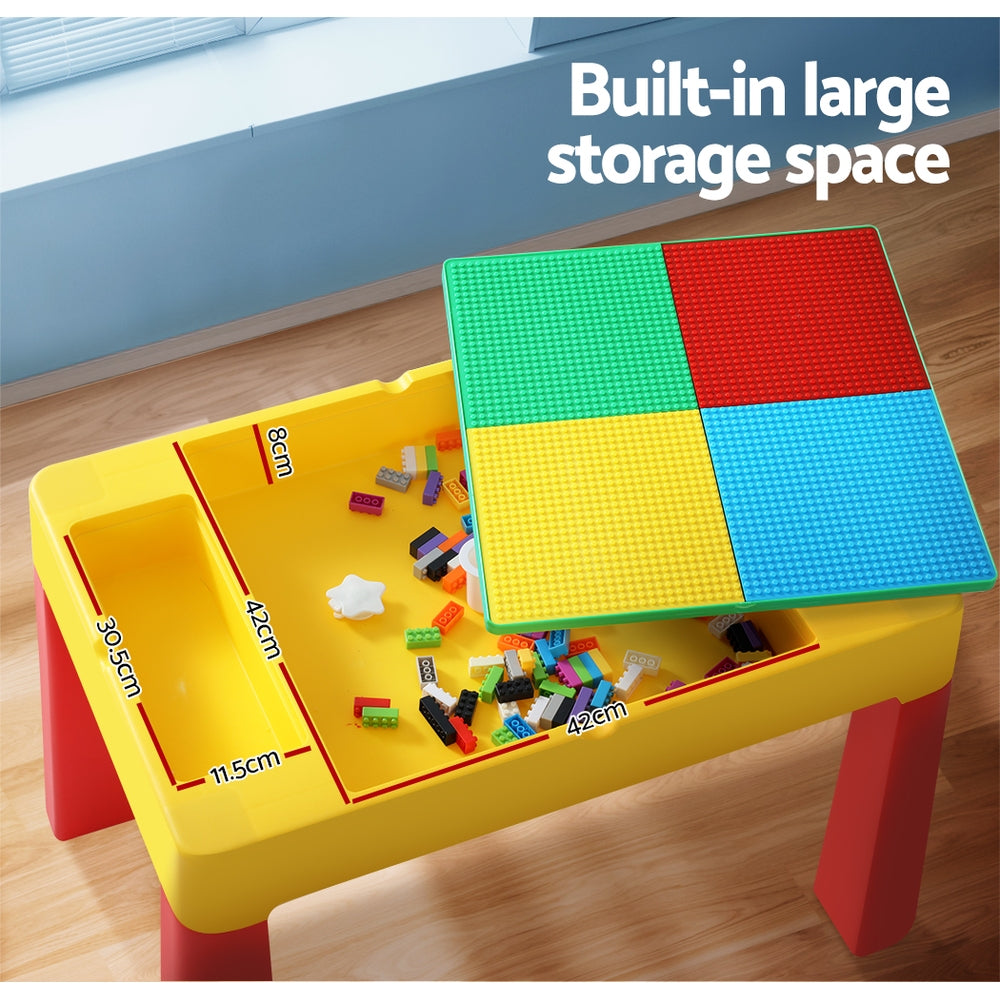Keezi 3PCS Kids Table and Chairs Set Activity Toys Storage Box Desk Blocks - Cosy Abode