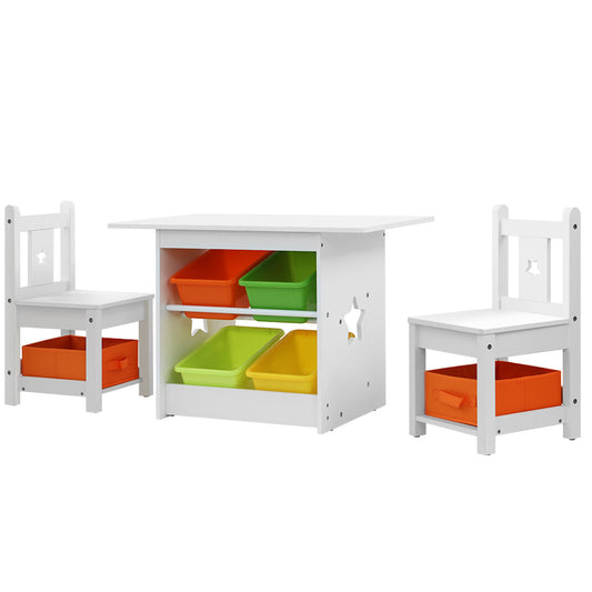 Keezi 3PCS Kids Table and Chairs Set Children Furniture Play Toys Storage Box - Cosy Abode
