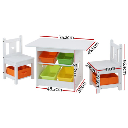 Keezi 3PCS Kids Table and Chairs Set Children Furniture Play Toys Storage Box - Cosy Abode