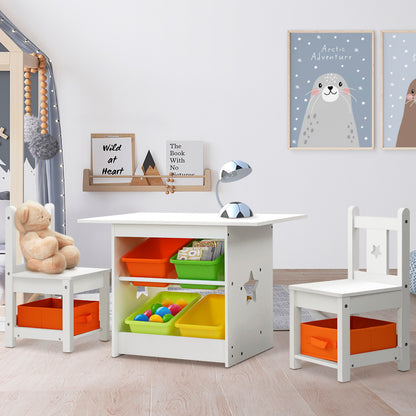 Keezi 3PCS Kids Table and Chairs Set Children Furniture Play Toys Storage Box - Cosy Abode