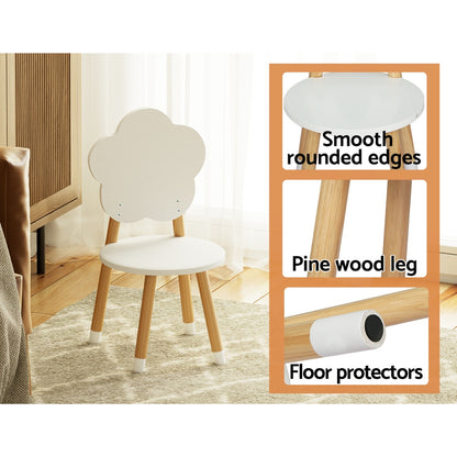 Keezi 5PCS Kids Table and Chairs Set Children Activity Study Play Desk White - Cosy Abode