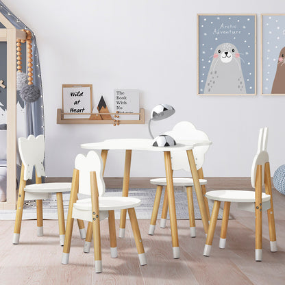 Keezi 5PCS Kids Table and Chairs Set Children Activity Study Play Desk White - Cosy Abode