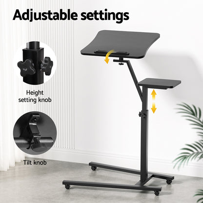 Artiss Laptop Desk Computer Table Height Adjustable Tiltable Mouse Board Black - Cosy Abode