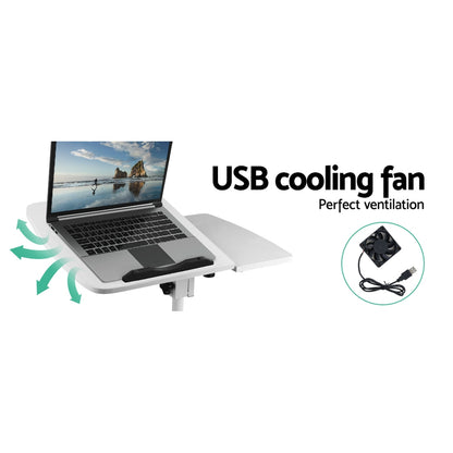 Artiss Laptop Desk Table Fan Cooling White 60CM - Cosy Abode