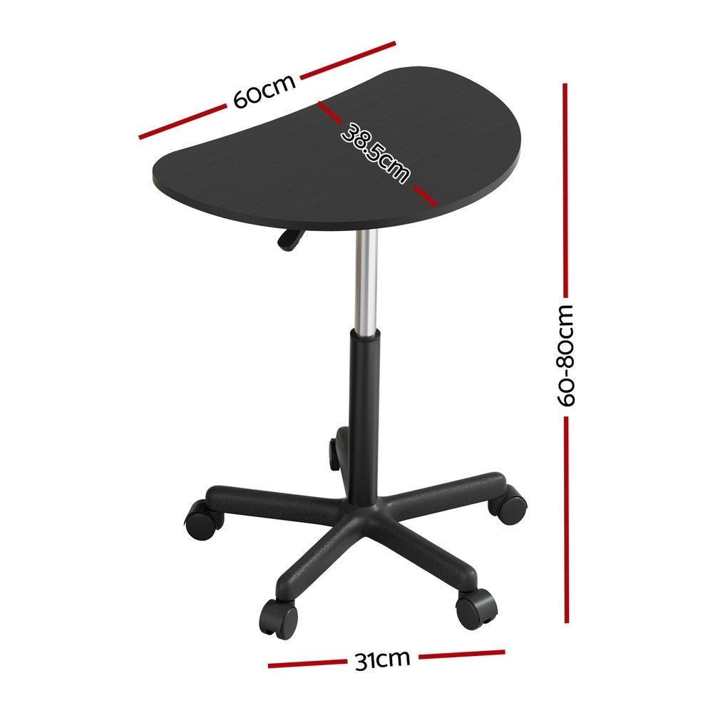 Artiss Laptop Desk Portable Height Adjustable Table Caster Wheels 60CM Black - Cosy Abode