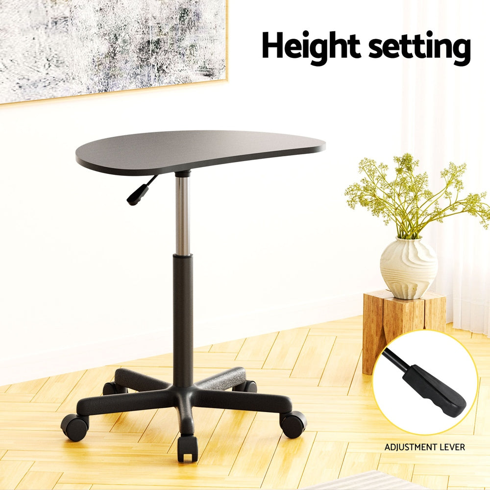 Artiss Laptop Desk Portable Height Adjustable Table Caster Wheels 60CM Black - Cosy Abode