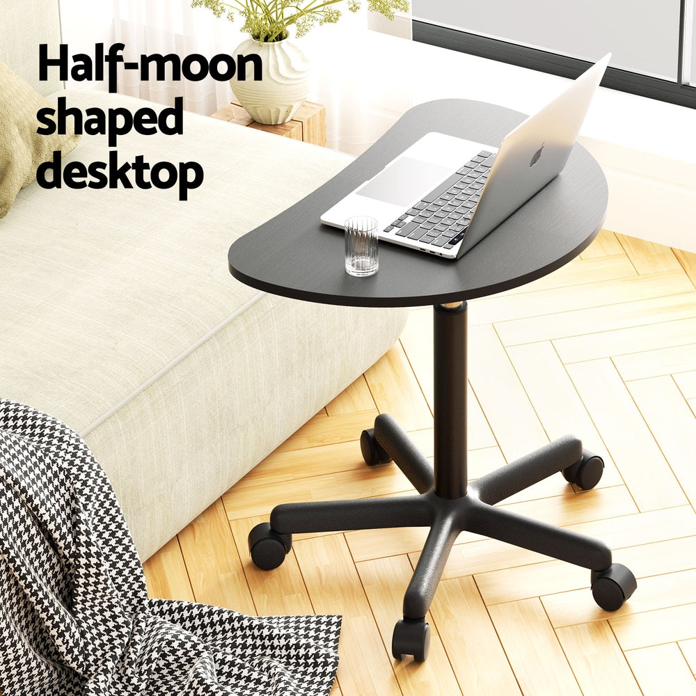 Artiss Laptop Desk Portable Height Adjustable Table Caster Wheels 60CM Black - Cosy Abode