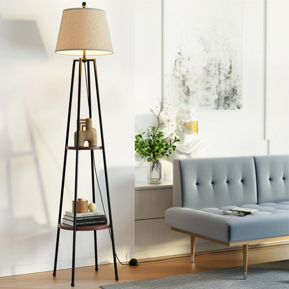 Artiss Floor Lamp 2 Tier Shelf Storage LED Light Stand Home Living Room Upright - Cosy Abode