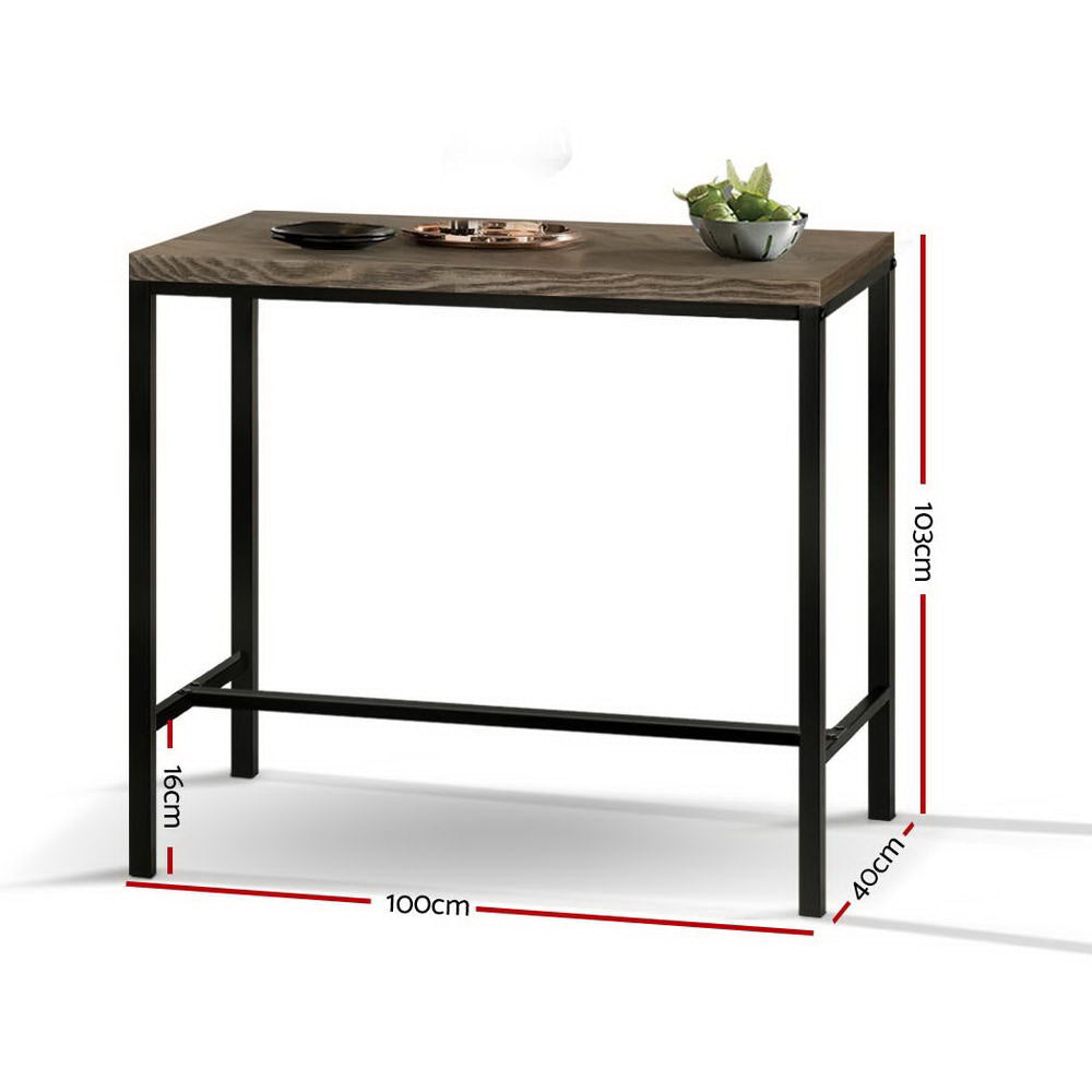 Artiss Vintage Industrial High Bar Table for Stool Kitchen Cafe Desk Dark Brown - Cosy Abode