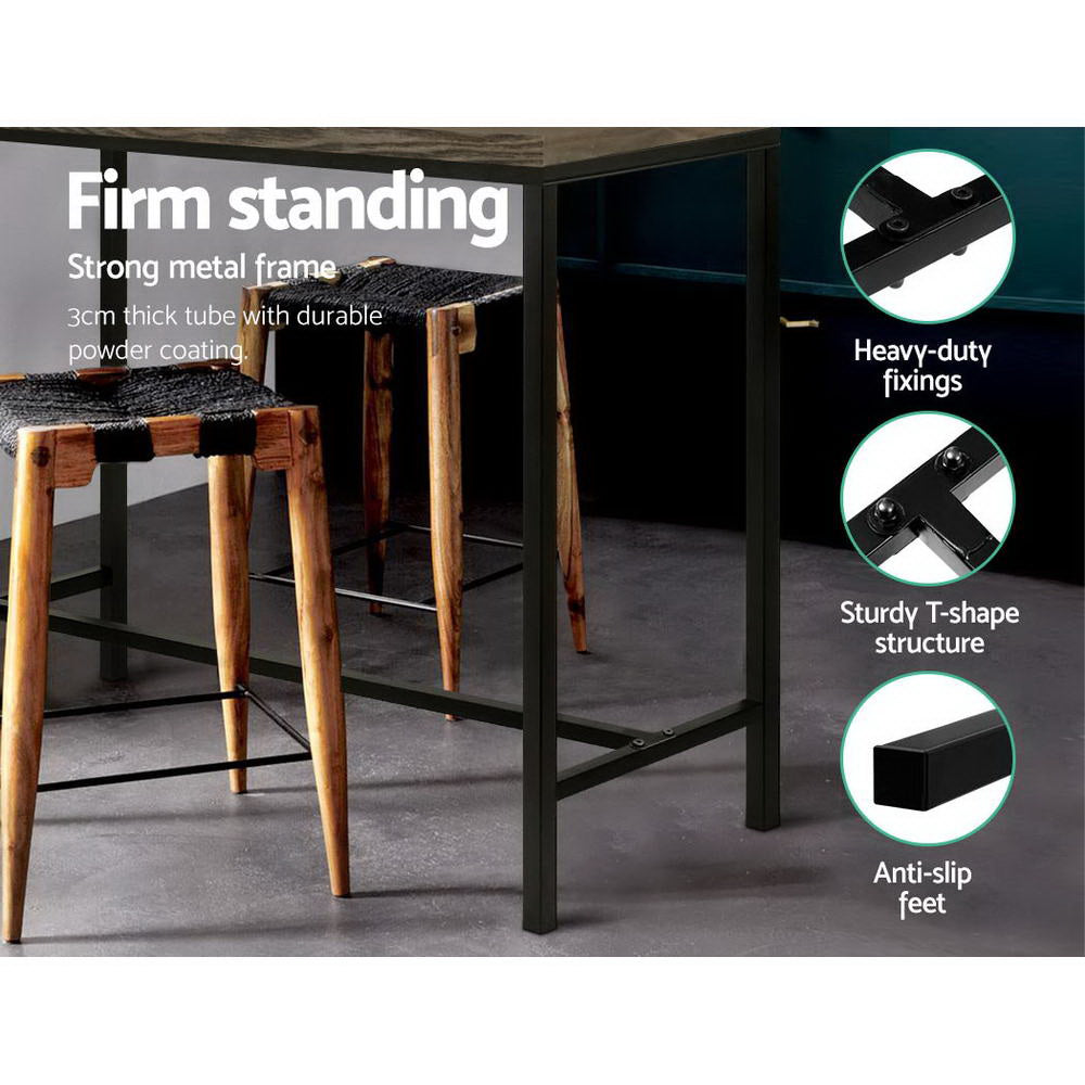 Artiss Vintage Industrial High Bar Table for Stool Kitchen Cafe Desk Dark Brown - Cosy Abode