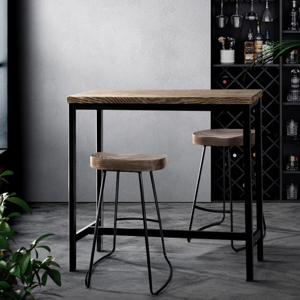Artiss Vintage Industrial High Bar Table for Stool Kitchen Cafe Desk Dark Brown - Cosy Abode