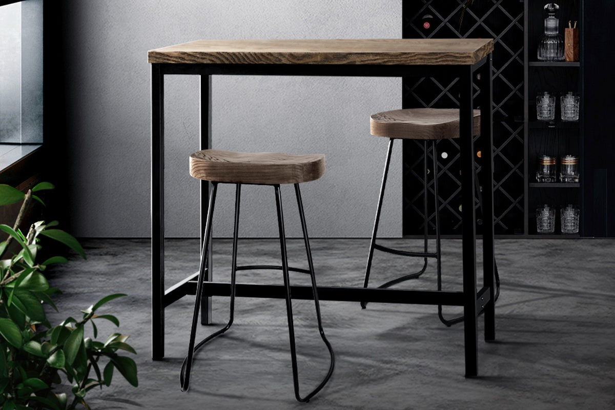 Artiss Vintage Industrial High Bar Table for Stool Kitchen Cafe Desk Dark Brown - Cosy Abode