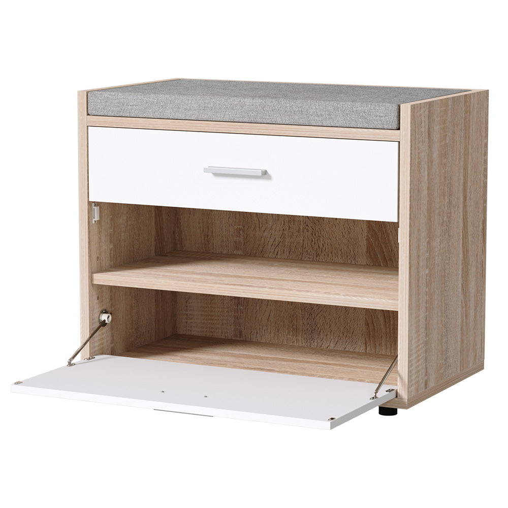 Artiss Shoe Rack Bench Shoe Cabinet 8 Pairs White Niva - Cosy Abode