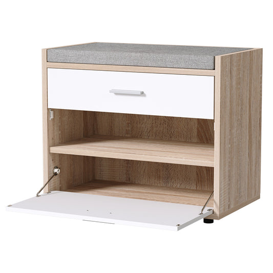 Artiss Shoe Rack Bench Shoe Cabinet 8 Pairs White Niva - Cosy Abode