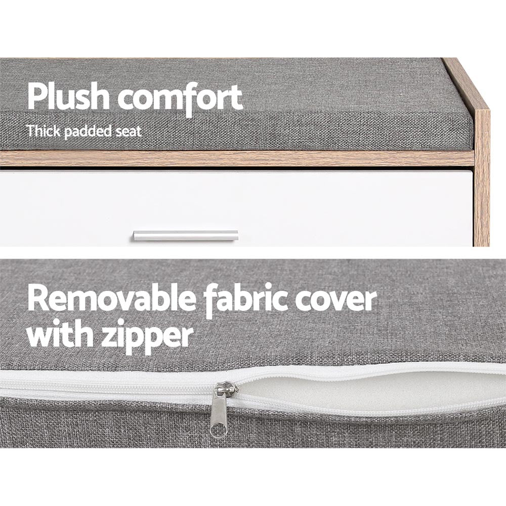 Artiss Shoe Rack Bench Shoe Cabinet 8 Pairs White Niva - Cosy Abode