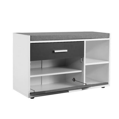 Artiss Shoe Cabinet Bench Shoes Storage Organiser Rack Wooden Cupboard Fabric Seat Adjustable Shelf - Cosy Abode