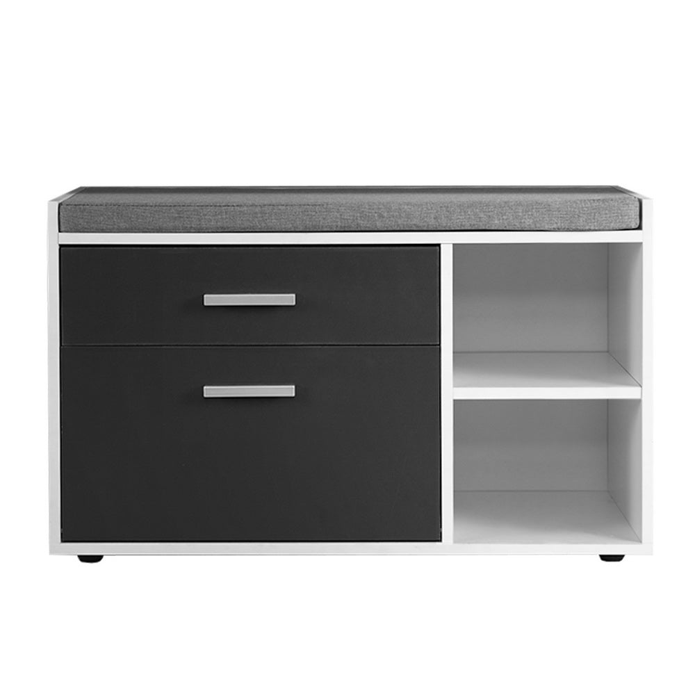 Artiss Shoe Cabinet Bench Shoes Storage Organiser Rack Wooden Cupboard Fabric Seat Adjustable Shelf - Cosy Abode