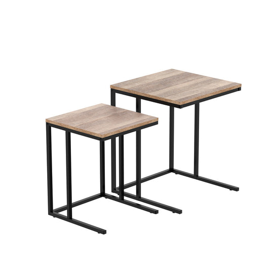 Artiss Nesting Coffee Table Sef of 2 Walnut Brok - Cosy Abode