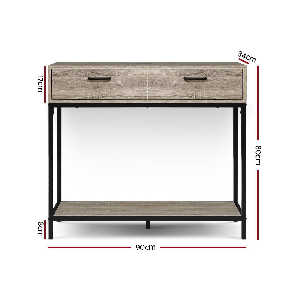 Artiss Hallway Console Table Hall Side Entry Display Desk Drawer Storage Oak - Cosy Abode