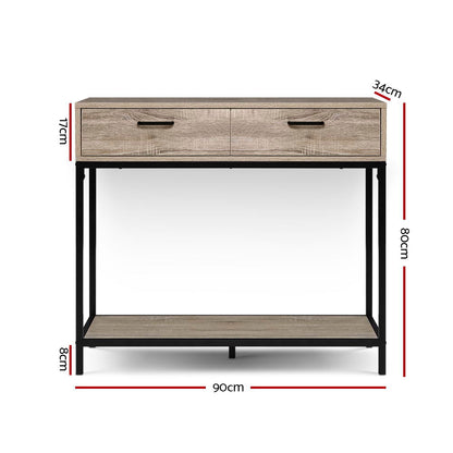 Artiss Hallway Console Table Hall Side Entry Display Desk Drawer Storage Oak - Cosy Abode
