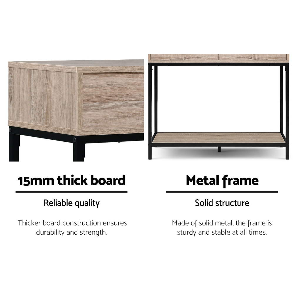 Artiss Hallway Console Table Hall Side Entry Display Desk Drawer Storage Oak - Cosy Abode