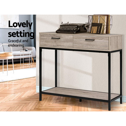 Artiss Hallway Console Table Hall Side Entry Display Desk Drawer Storage Oak - Cosy Abode