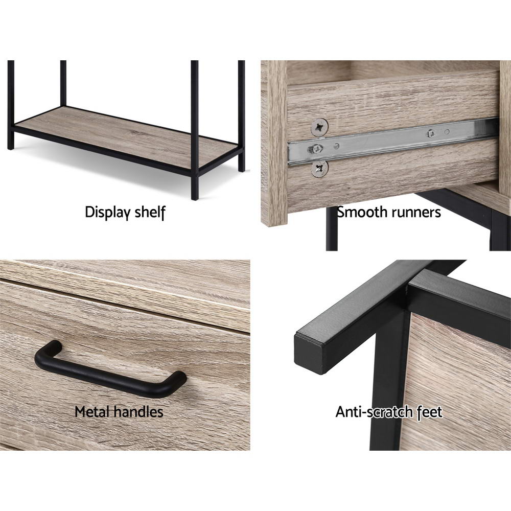 Artiss Hallway Console Table Hall Side Entry Display Desk Drawer Storage Oak - Cosy Abode