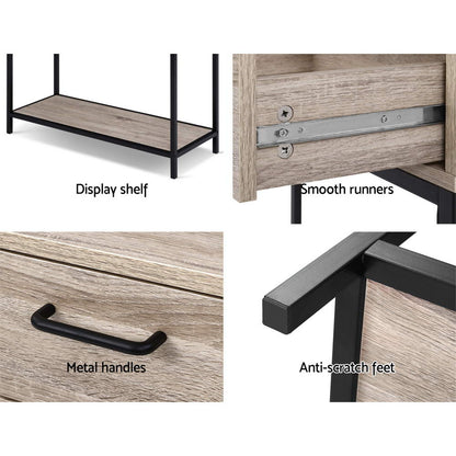 Artiss Hallway Console Table Hall Side Entry Display Desk Drawer Storage Oak - Cosy Abode