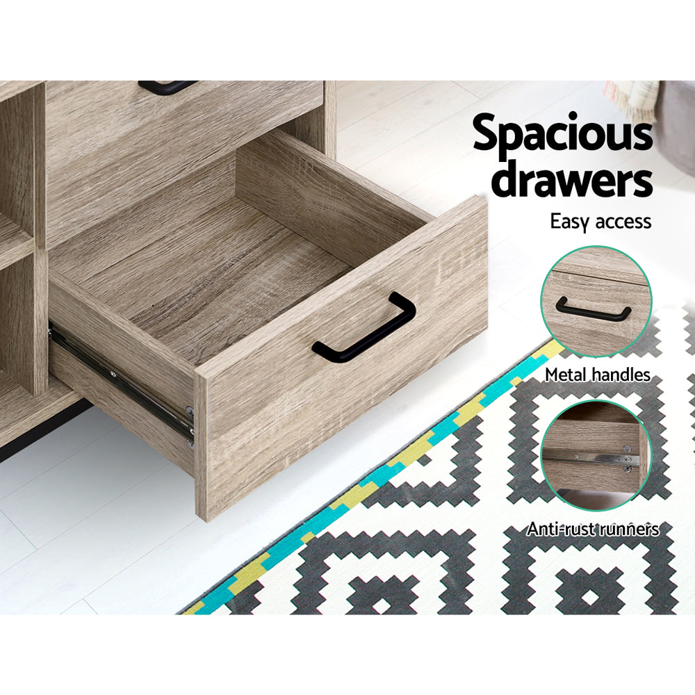 Artiss TV Cabinet Entertainment Unit 132cm Pine Tania - Cosy Abode