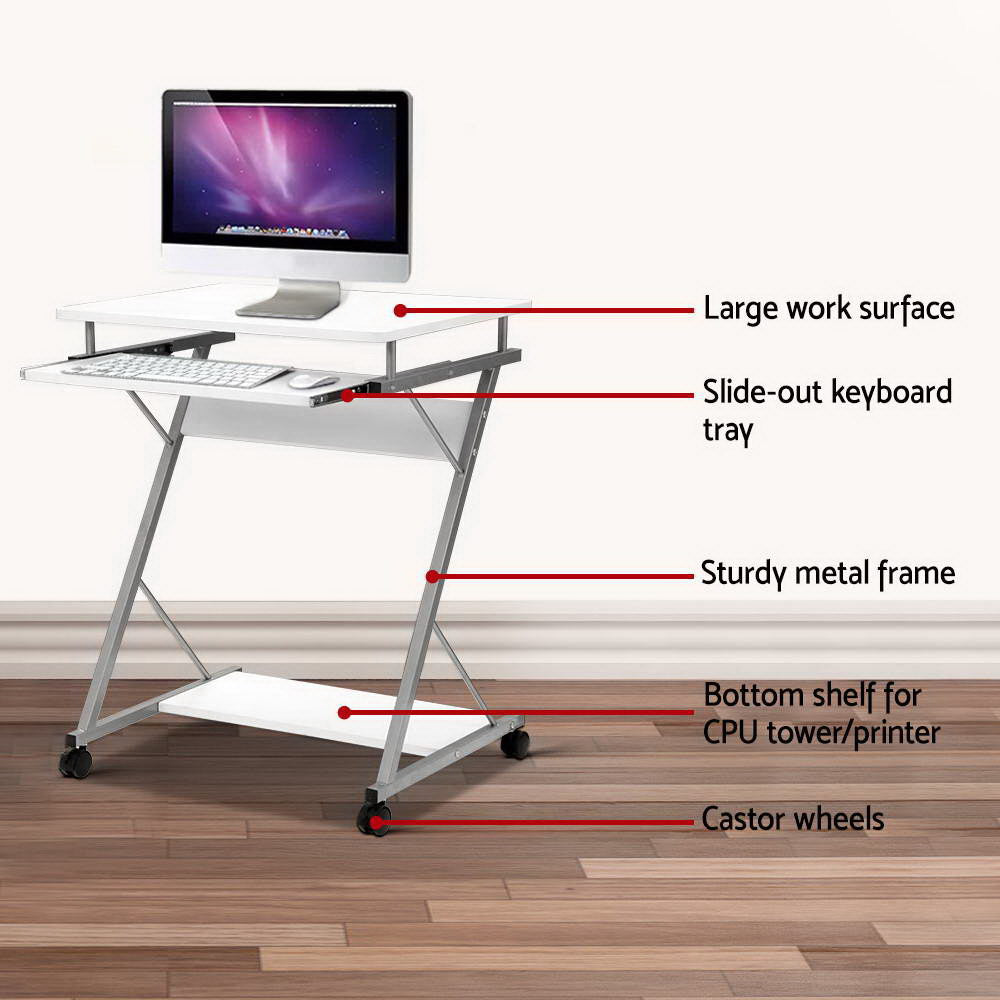 Artiss Computer Desk Keyboard Tray Shelf White 60CM - Cosy Abode