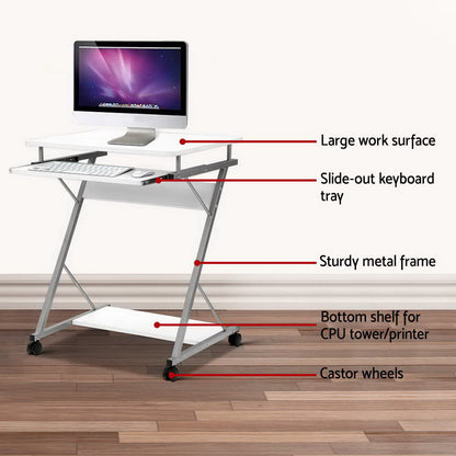Artiss Computer Desk Keyboard Tray Shelf White 60CM - Cosy Abode