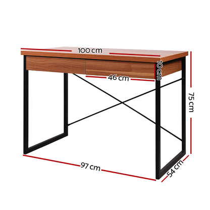 Artiss Computer Desk Drawer Storage Walnut 100CM - Cosy Abode