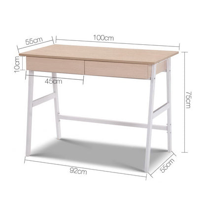 Artiss Computer Desk Drawer Cabinet Oak 100CM - Cosy Abode