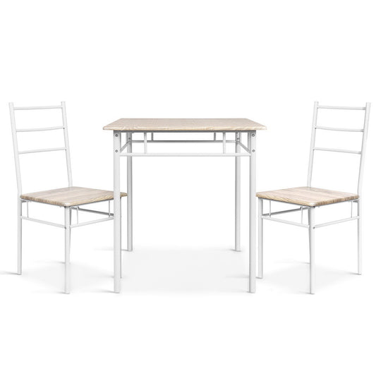 Artiss Breakfast Table And 2 Chairs Set - Natural Oak - Cosy Abode