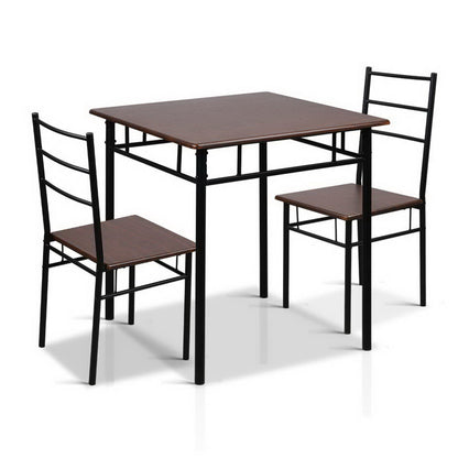 Artiss Breakfast Table And 2 Chairs Set - Walnut - Cosy Abode
