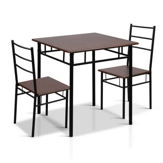 Artiss Breakfast Table And 2 Chairs Set - Walnut - Cosy Abode
