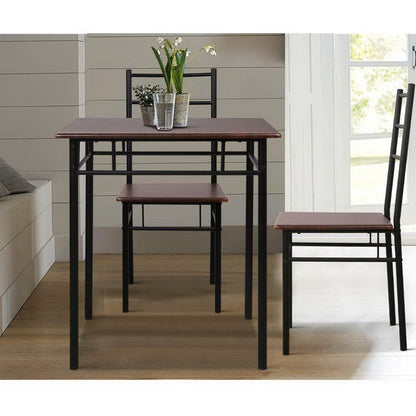 Artiss Breakfast Table And 2 Chairs Set - Walnut - Cosy Abode