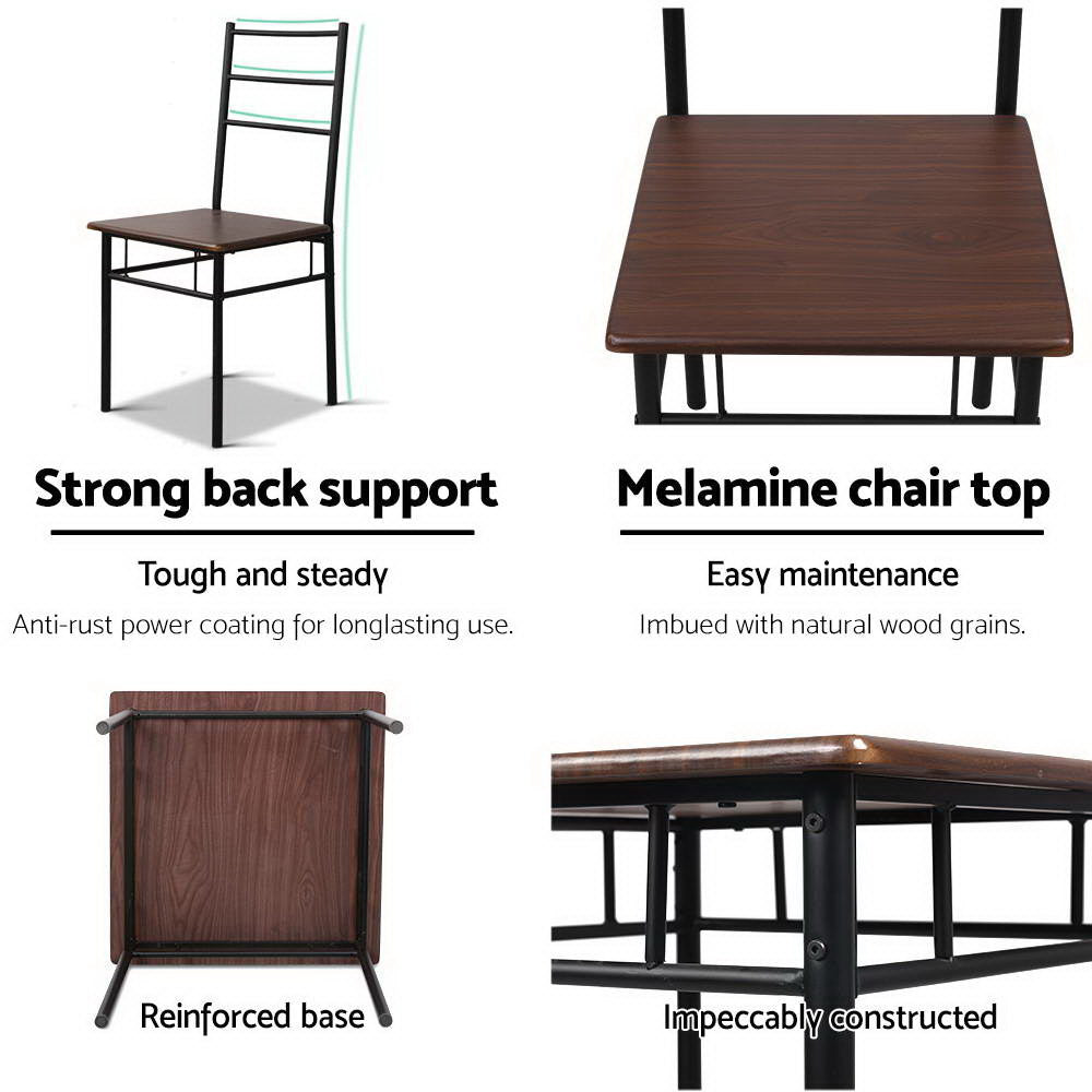 Artiss Breakfast Table And 2 Chairs Set - Walnut - Cosy Abode