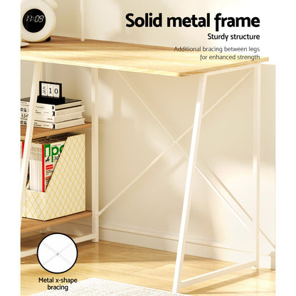 Artiss Computer Desk Bookshelf Storage Oak 100CM - Cosy Abode