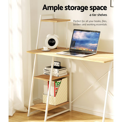 Artiss Computer Desk Bookshelf Storage Oak 100CM - Cosy Abode